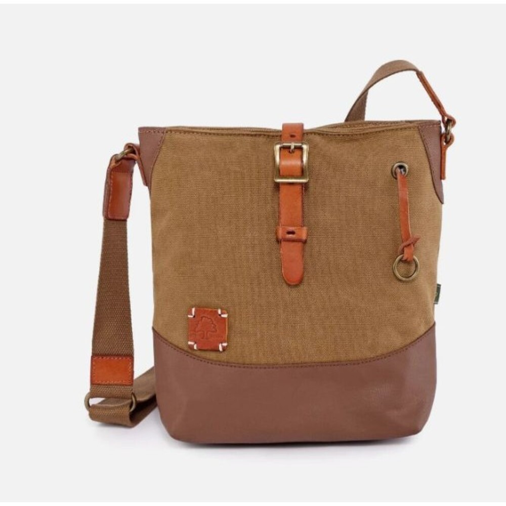 TSD Redwood Crossbody BagMessenger Khaki Brown Cotton Canvas Leather Unisex